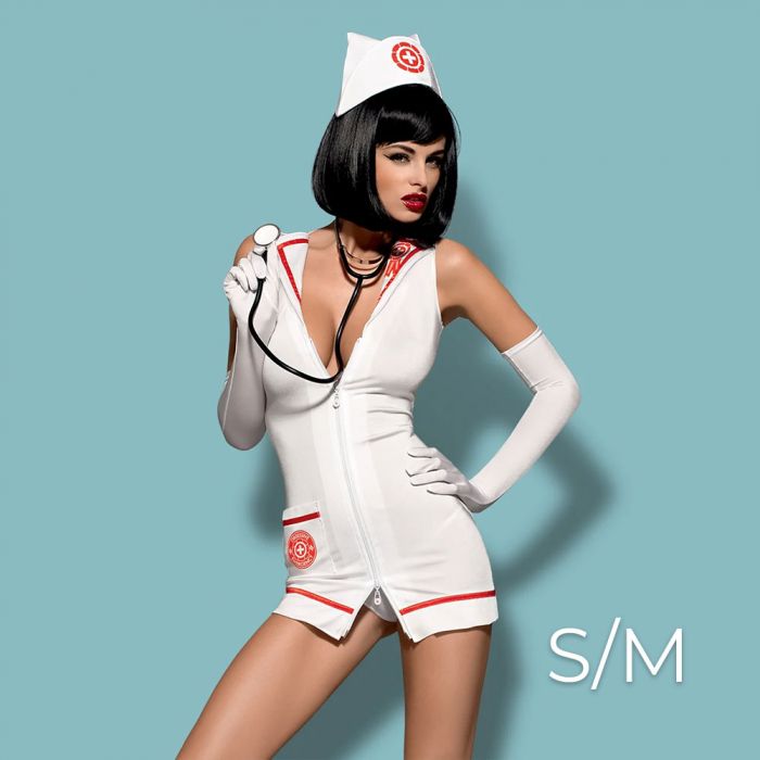 OBSESSIVE - EMERGENCY DRESS S/M + STETHOSCOPE - WHITE