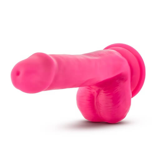 6 Inch Dual Density Cock with Balls Neon Pink