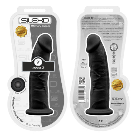 SilexD 9 inch Realistic Girthy Silicone Dual Density Dildo with Suction Cup Black